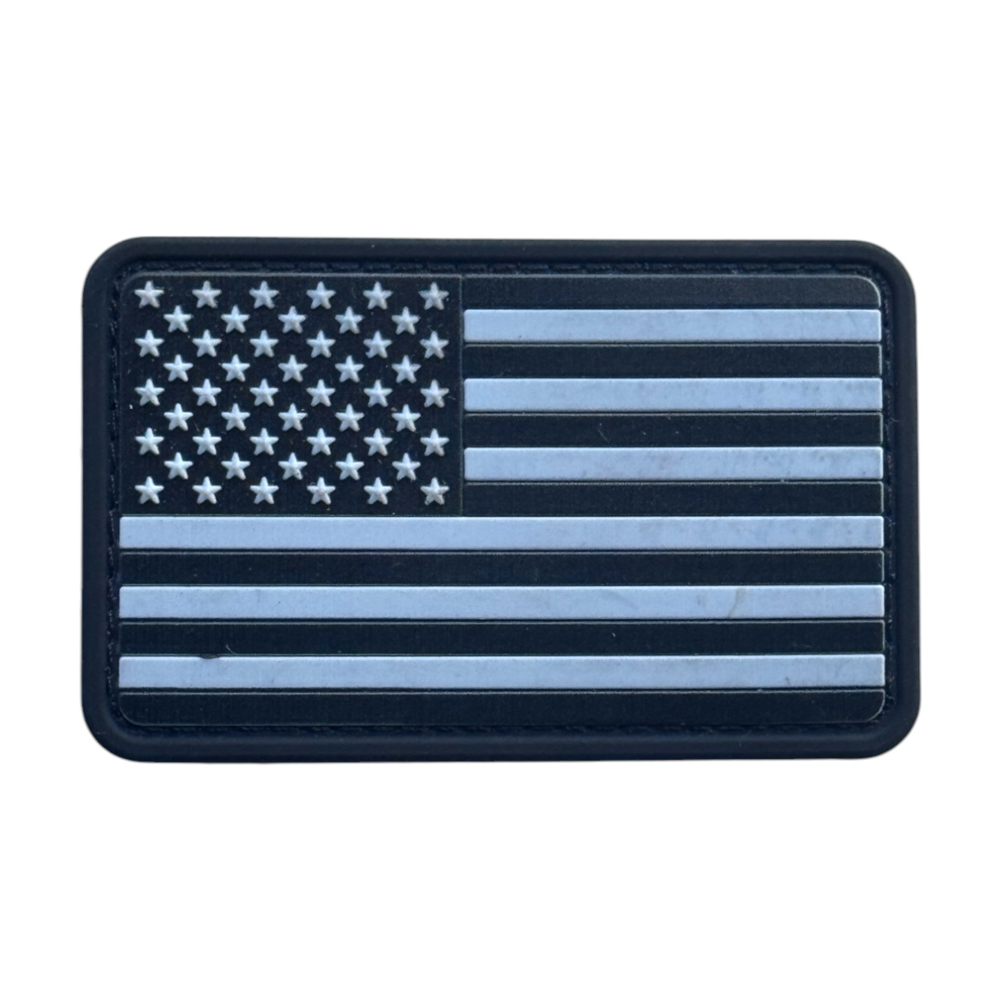 Black in black USA Flag on tactical military 3D PVC Hook and loop patch.