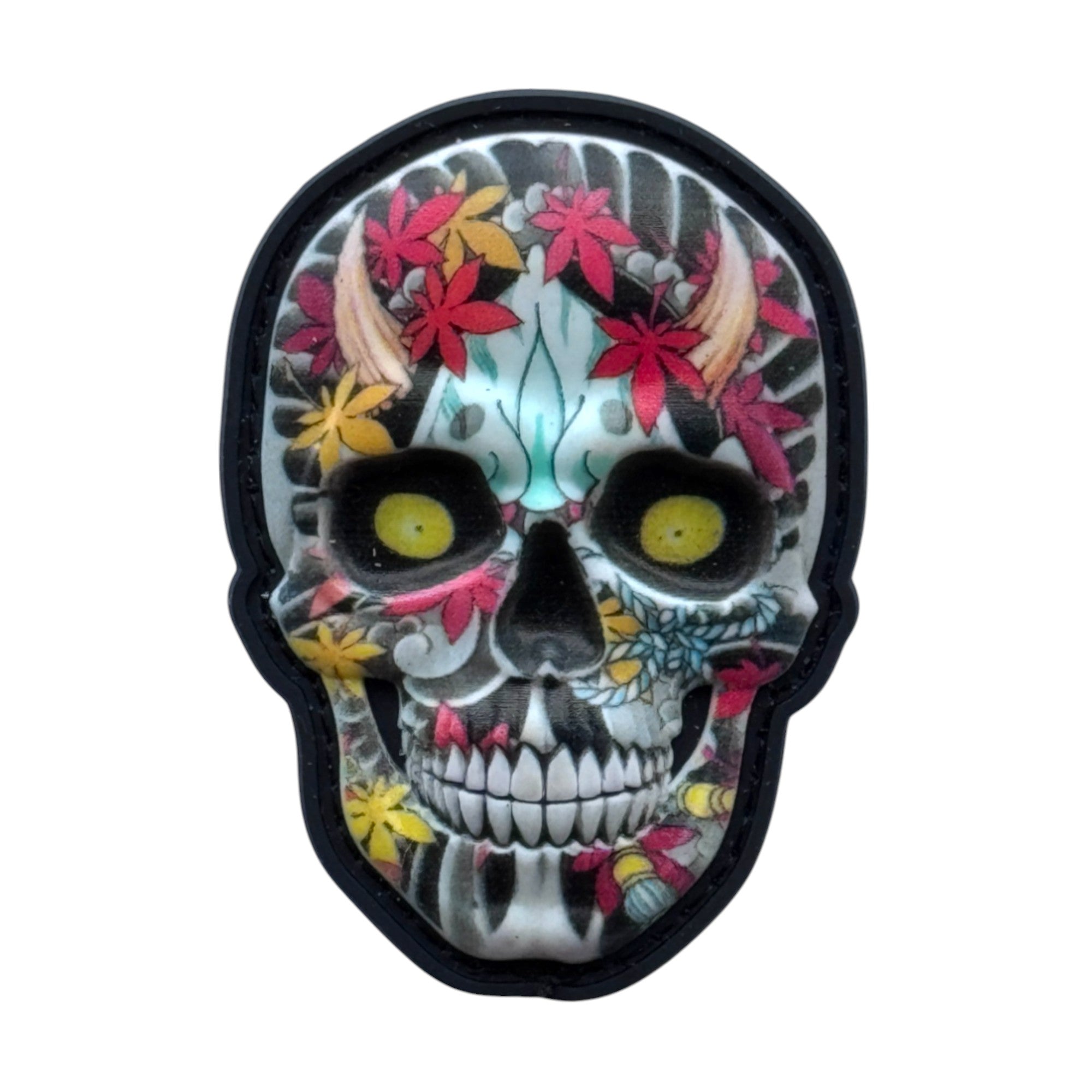 Devil multicolor Mexican skull on tactical military 3D PVC Hook and loop patch.