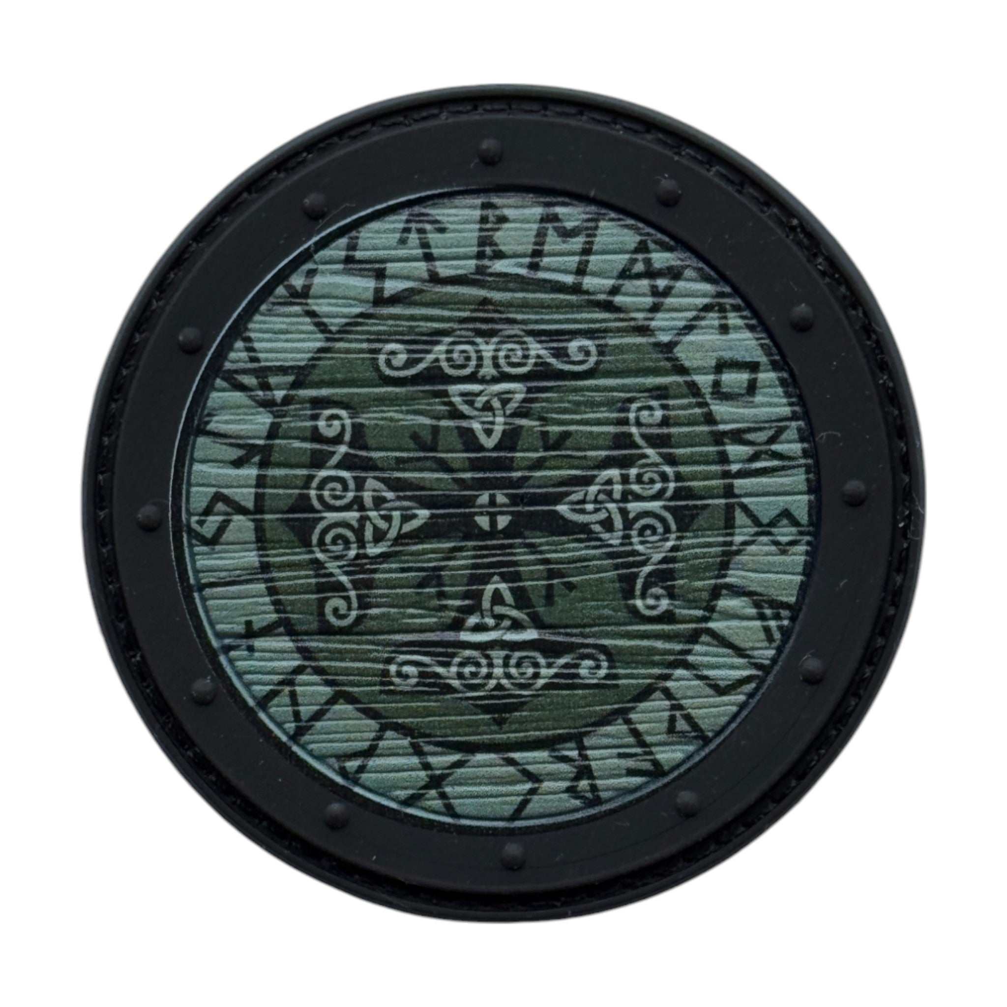 Green Viking cross on a circle tactical military 3D PVC Hook and loop patch.