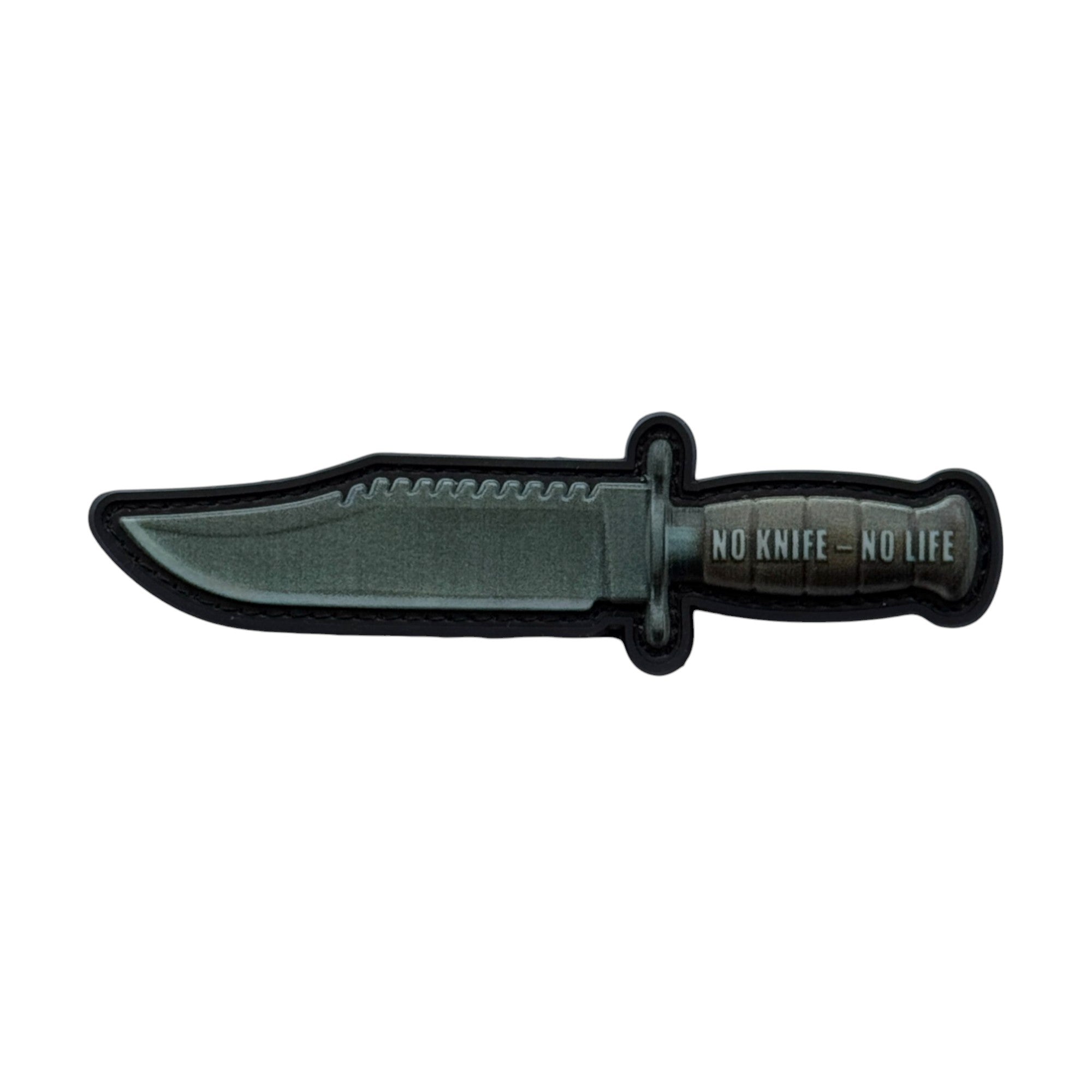 Knife with text on it "no knife - no life" tactical military 3D PVC Hook and loop patch.