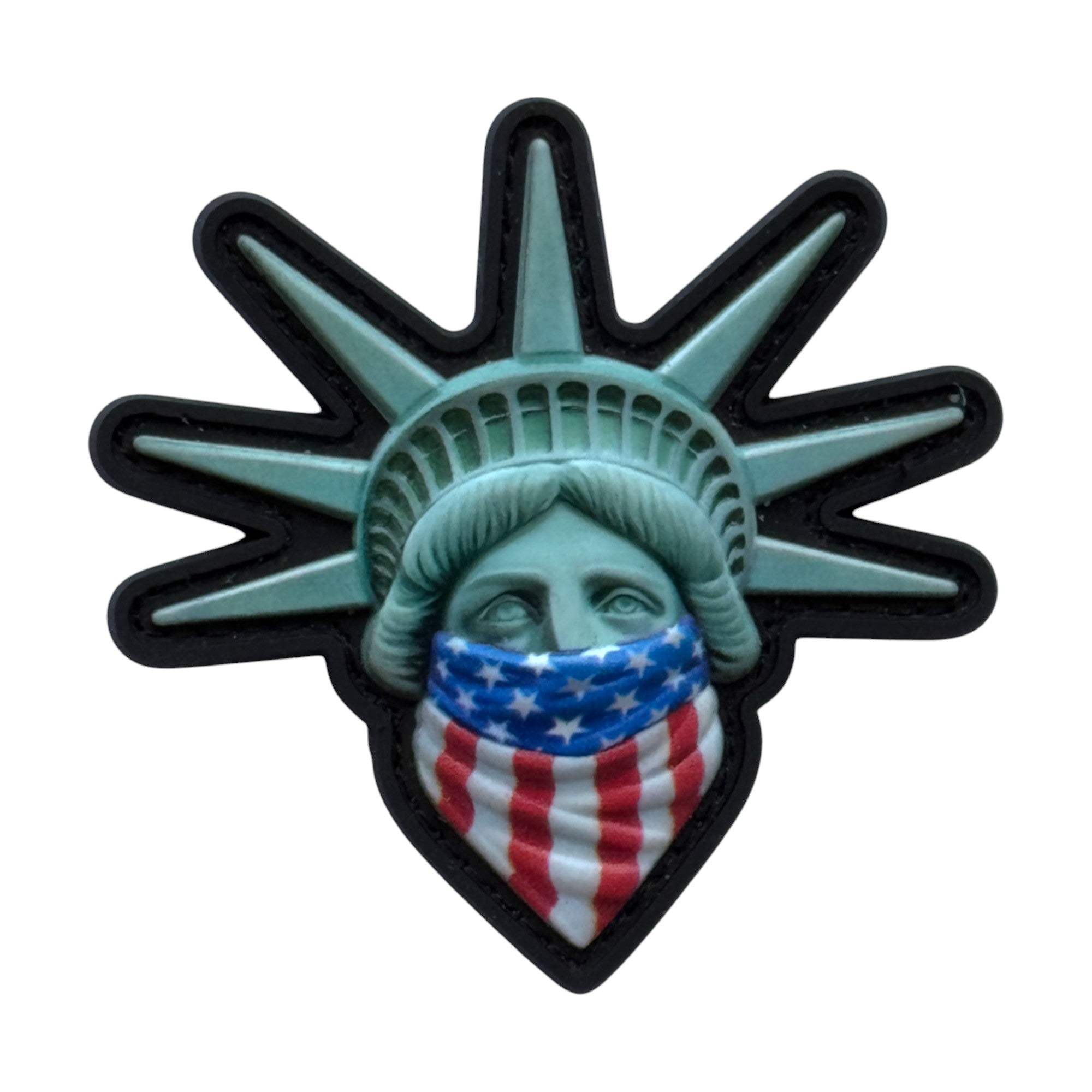 Lady liberty in USA mask. tactical military 3D PVC Hook and loop patch.