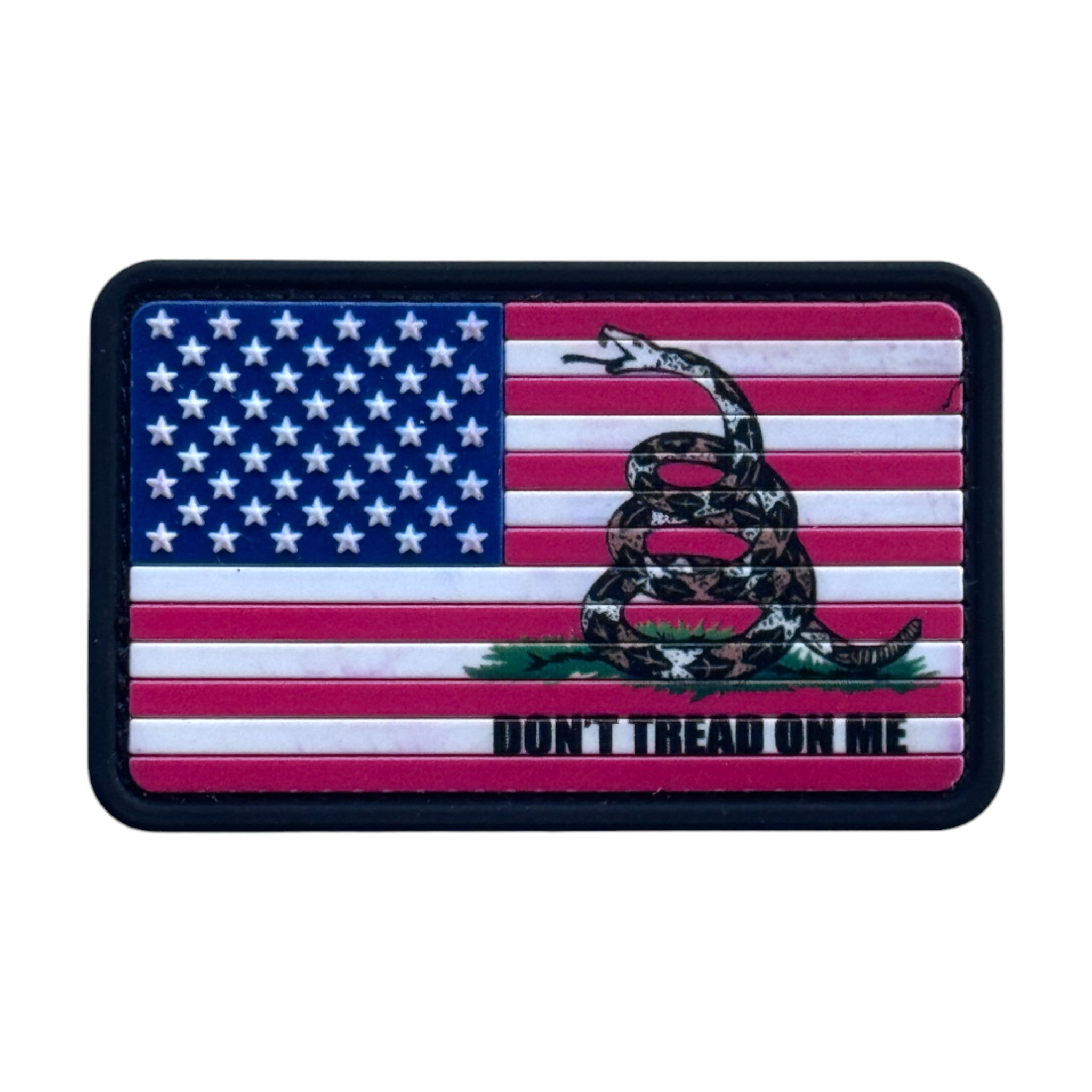 Multicolor Snake "don't tread on me" on USA Flag on tactical military 3D PVC Hook and loop patch.