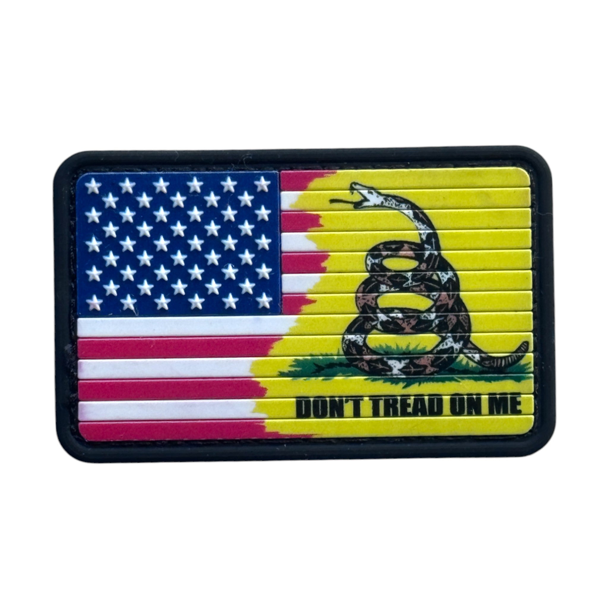Snake "don't tread on me" on USA Flag on tactical military 3D PVC Hook and loop patch.