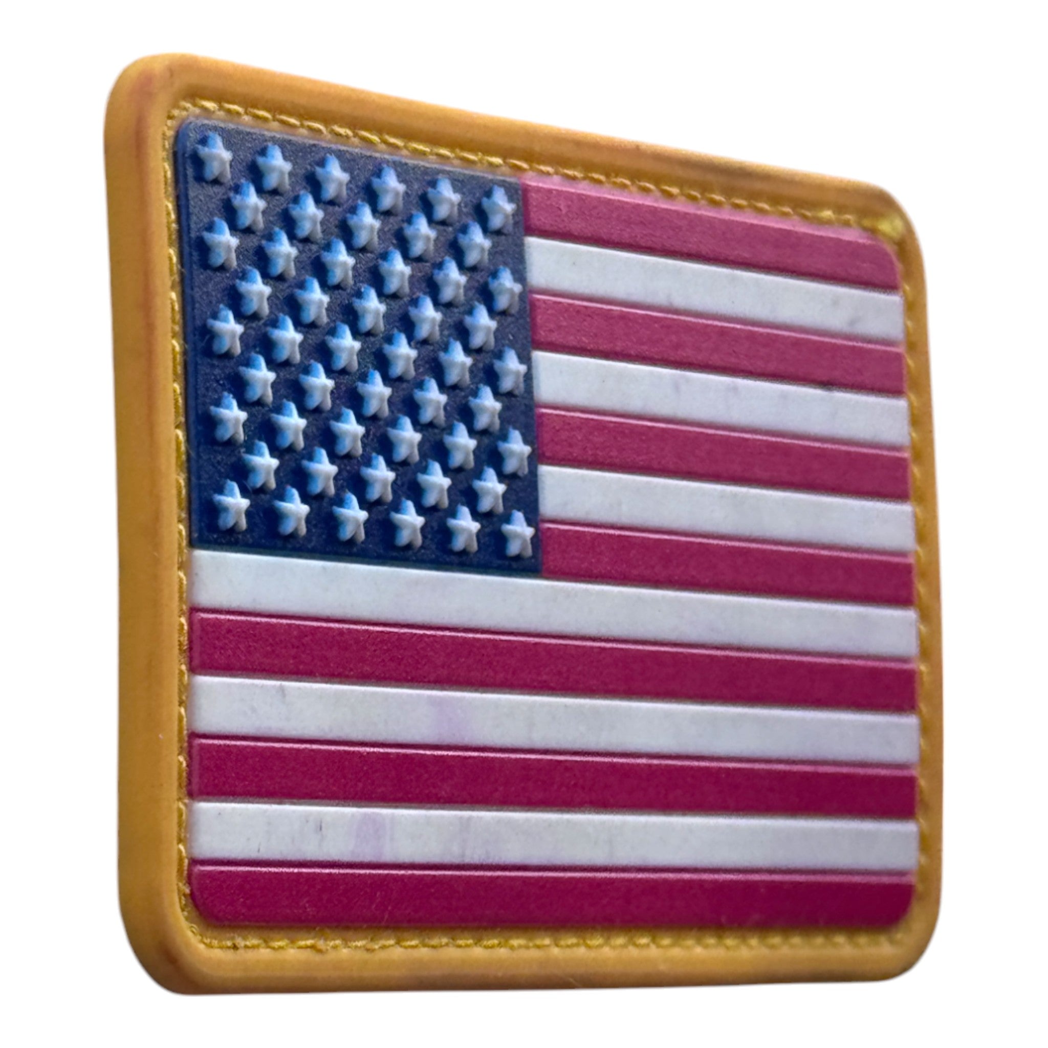 USA FLAG on tactical military 3D PVC Hook and loop patch. Side view