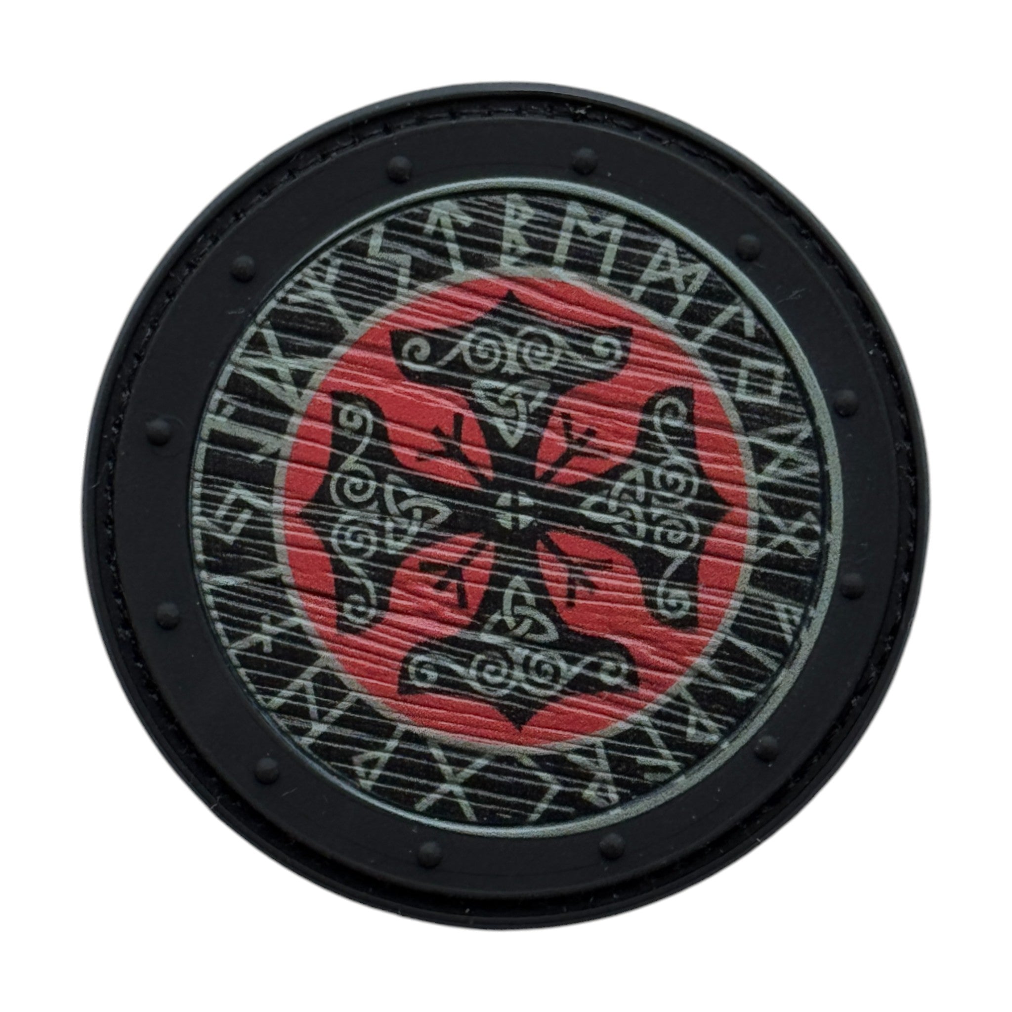Viking cross on a circle tactical military 3D PVC Hook and loop patch.