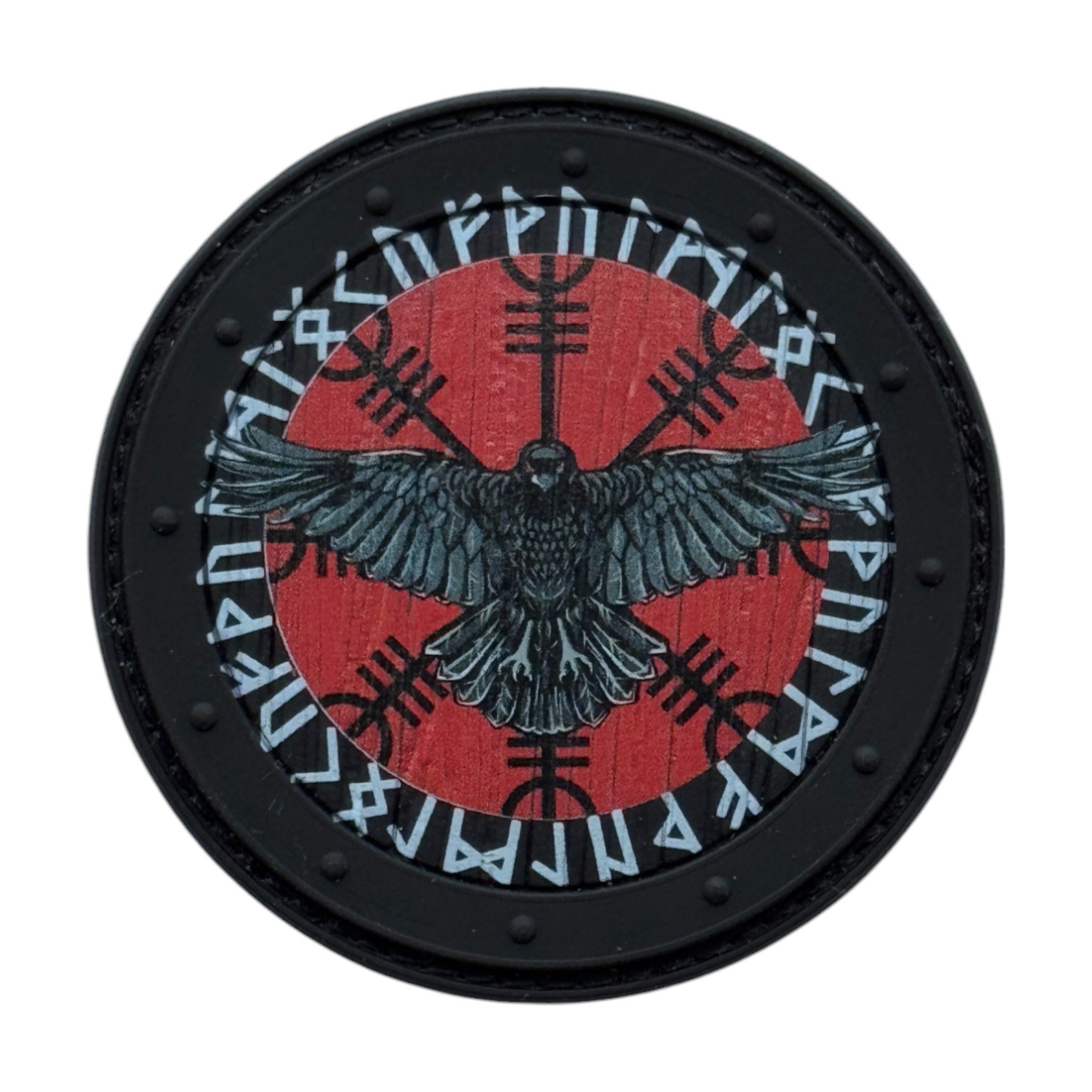 Viking raven on a circle tactical military 3D PVC Hook and loop patch.