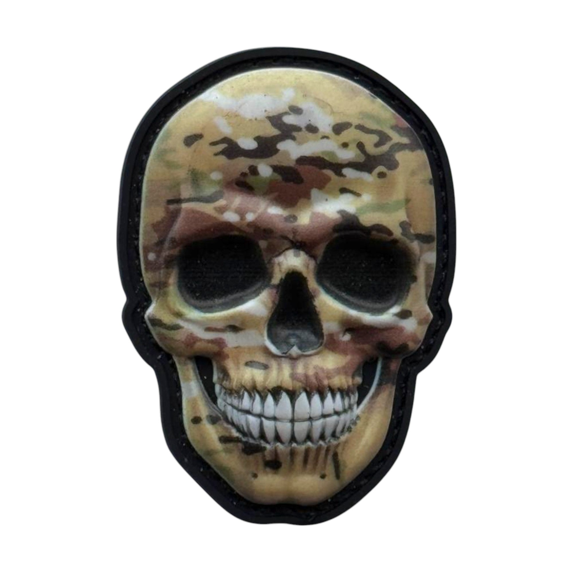 Camo Mexican skull on tactical military 3D PVC Hook and loop patch.