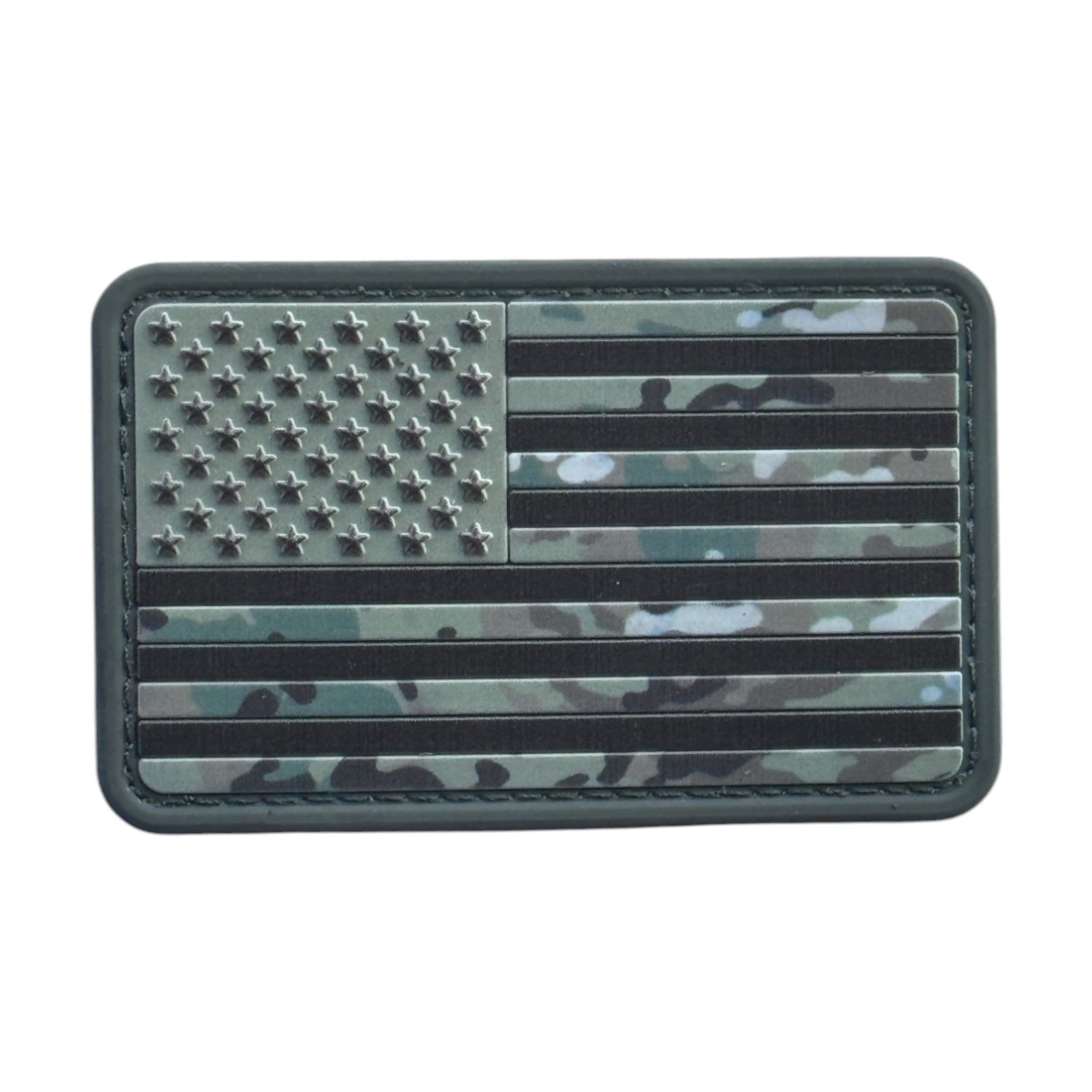 Camo USA Flag on tactical military 3D PVC Hook and loop patch.