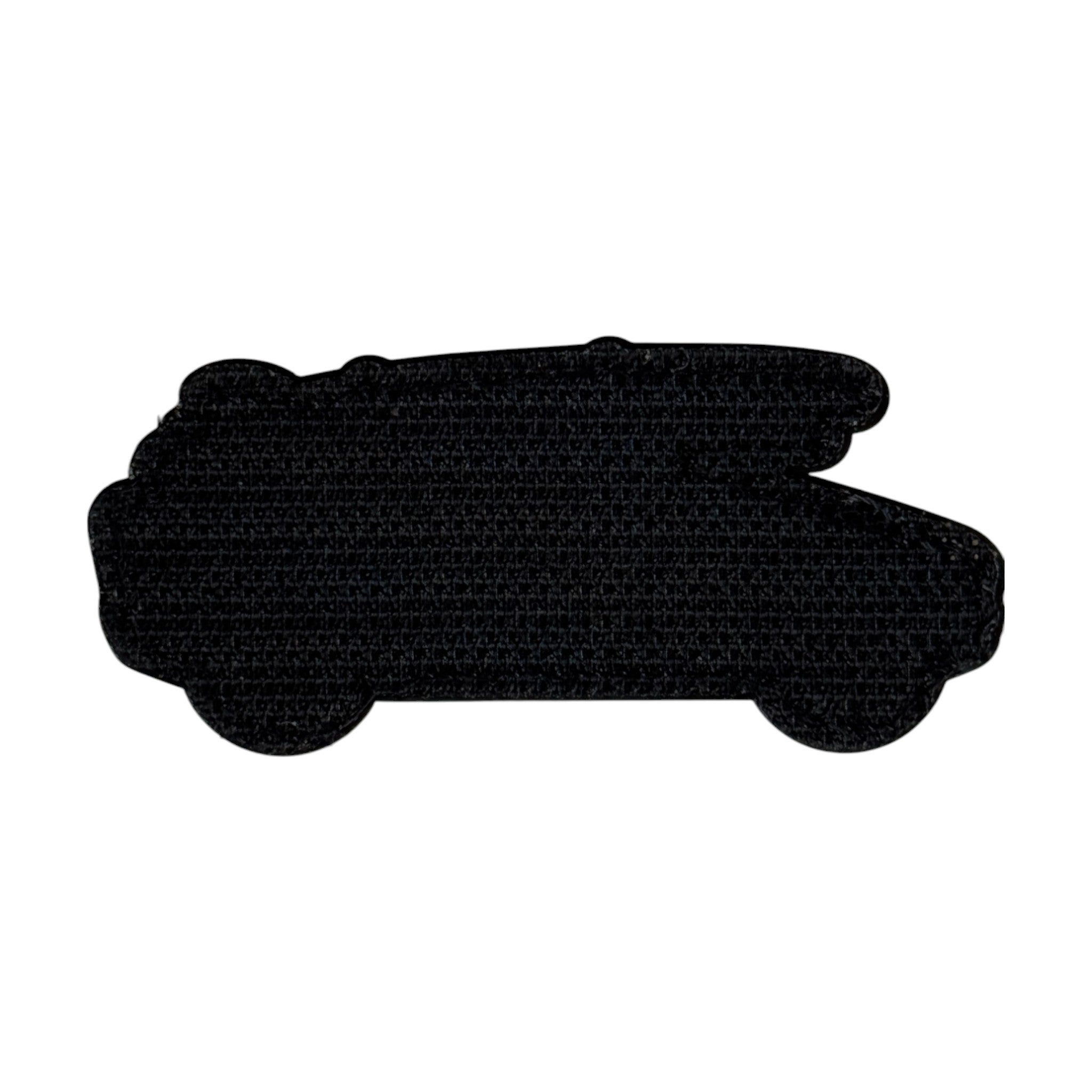 Cybertruck with surfboards on top. 3D PVC Velcro patch with hook and loop backing. back view