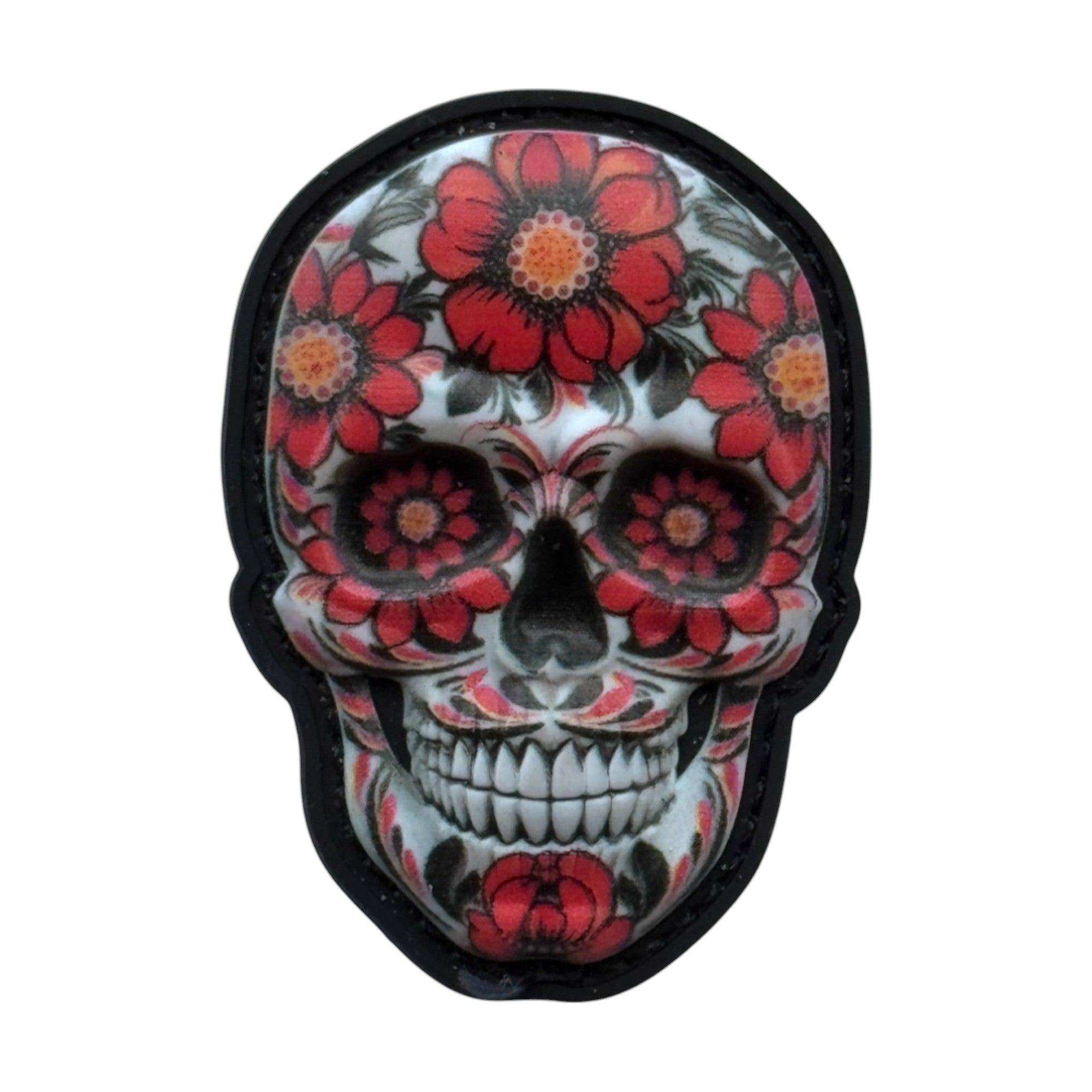 Flower camo Mexican skull on tactical military 3D PVC Hook and loop patch.
