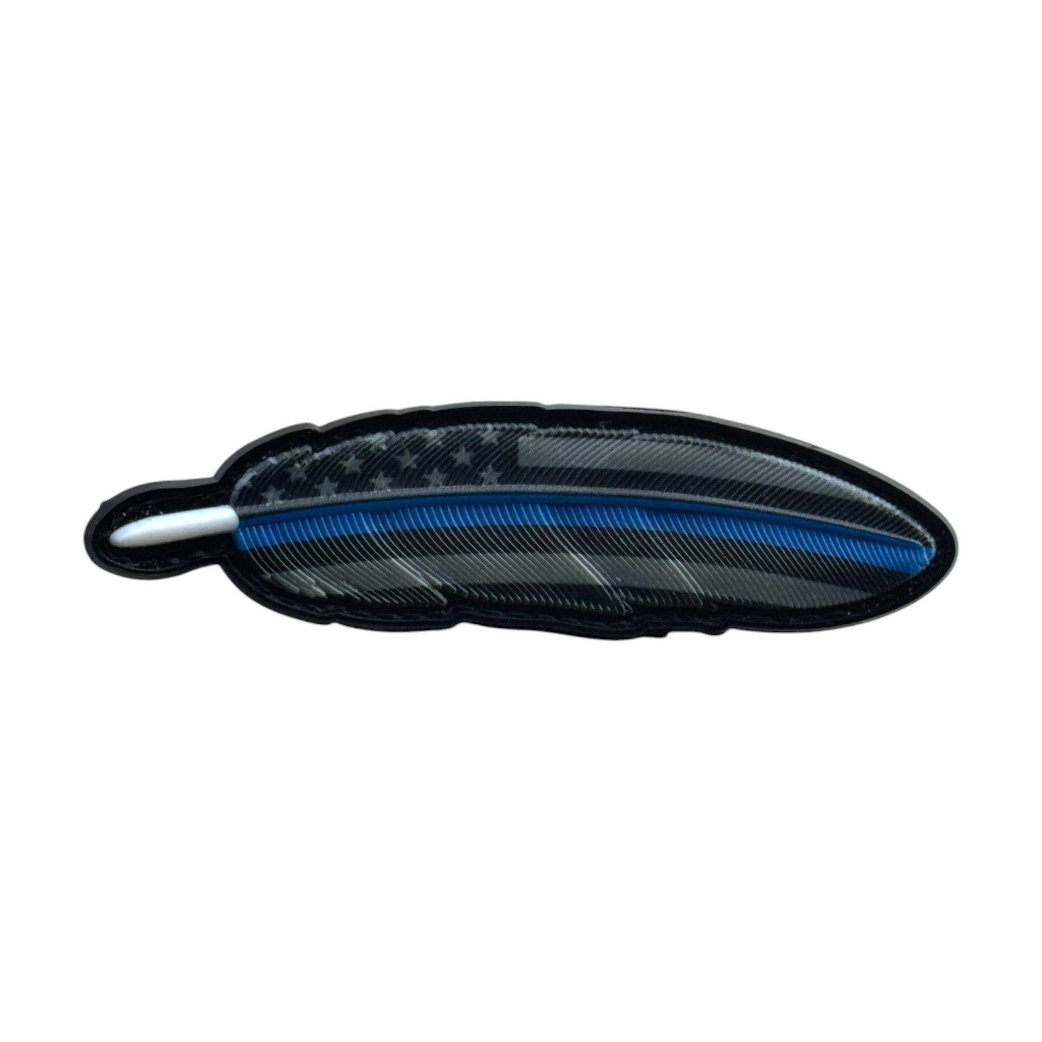 Police USA flag feather 3D PVC Velcro patch with hook and loop backing.