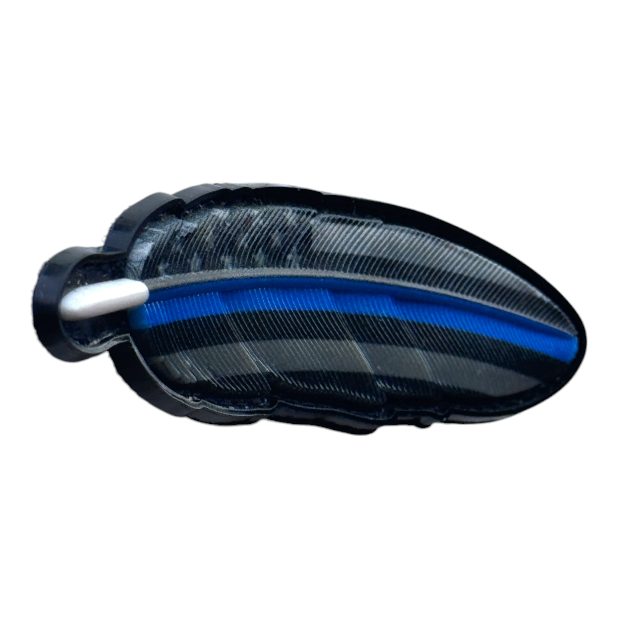 Police USA flag feather 3D PVC Velcro patch with hook and loop backing. Side view