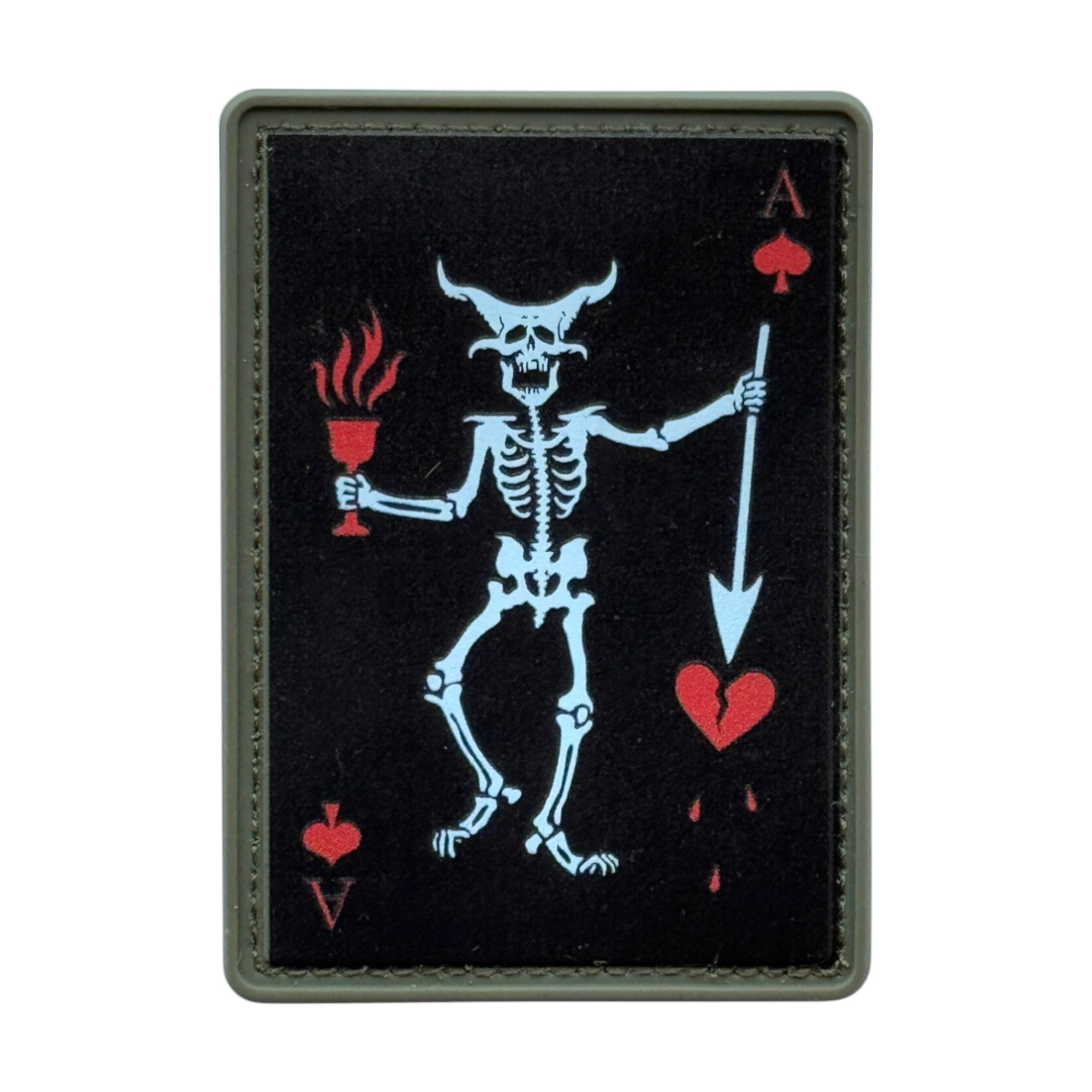 Skull on rectangle tactical military 3D PVC Hook and loop patch.